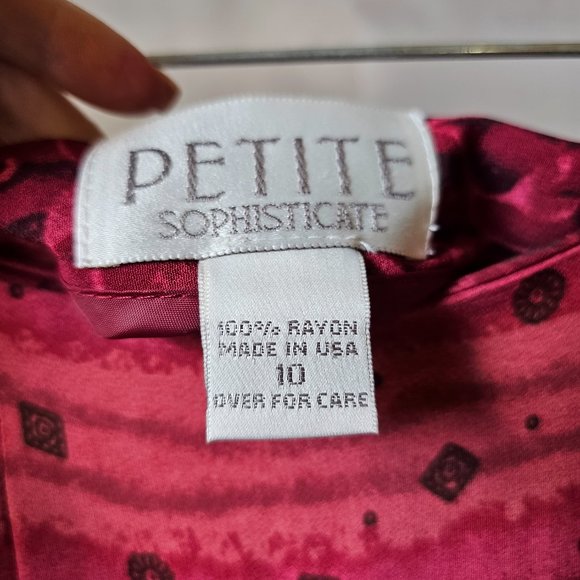 Petite Sophisticate Straight Wrap-around Burgundy and Pink Skirt - Size 10 - Picture 4 of 5